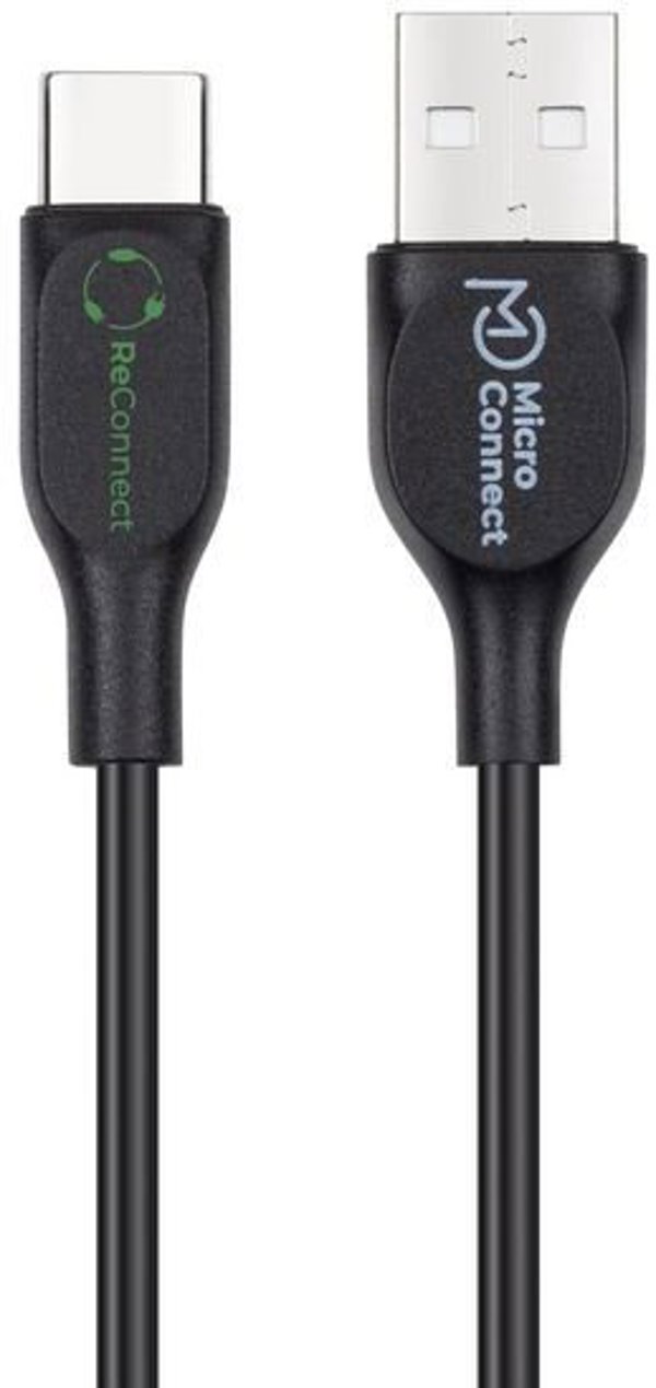 Kabel USB MicroConnect USB-A - USB-C 1 m Czarny (ECO-USB3.1CCHAR1B)