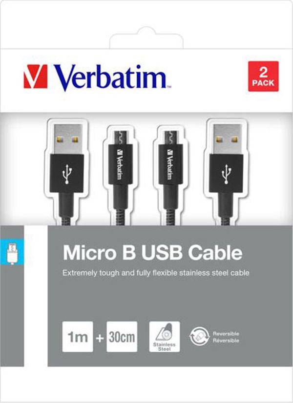 Kabel USB Verbatim USB-A - microUSB 1 m Czarny (48875)