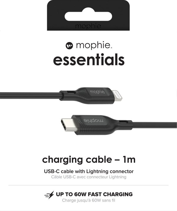 Mophie Essentials Καλώδιο USB-C σε Lightning 1m - Μαύρο