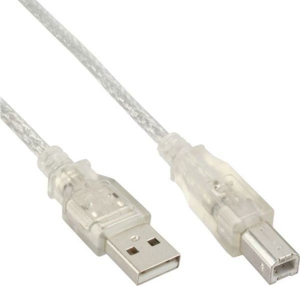 Καλώδιο InLine USB-A σε USB-B 0.3m, USB 2.0, Διαφανές