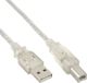 Καλώδιο InLine USB-A σε USB-B 0.3m, USB 2.0, Διαφανές