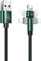 Καλώδιο Usams U60 USB-A σε Lightning 1m Πράσινο - Ταχεία Φόρτιση 2A με Περιστρεφόμενη Άκρη & Smart Chip
