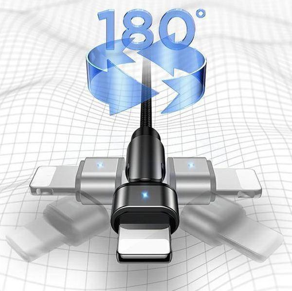 Καλώδιο Usams U60 USB-A σε Lightning 1m Πράσινο - Ταχεία Φόρτιση 2A με Περιστρεφόμενη Άκρη & Smart Chip