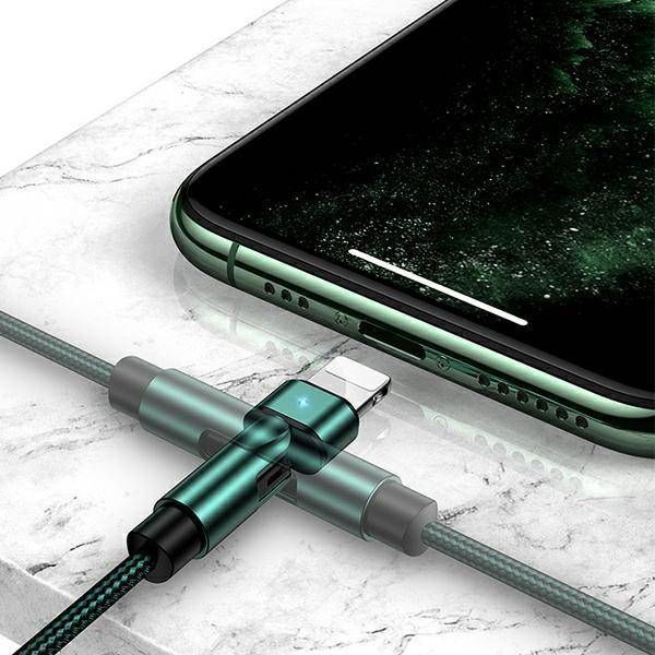 Καλώδιο Usams U60 USB-A σε Lightning 1m Πράσινο - Ταχεία Φόρτιση 2A με Περιστρεφόμενη Άκρη & Smart Chip