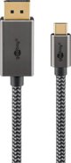 Καλώδιο υφασμάτινο USB-C™ σε DisplayPort™ 4K @ 60 Hz, 1 m, μαύρο ασημί - Μήκος καλωδίου 1 m