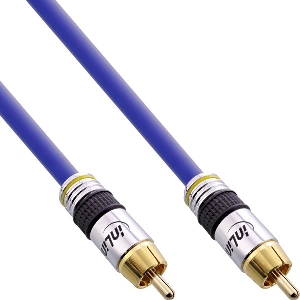 InLine Καλώδιο RCA σε RCA 1m, Premium Audio & Video, Επίχρυσα Βύσματα, Μπλε