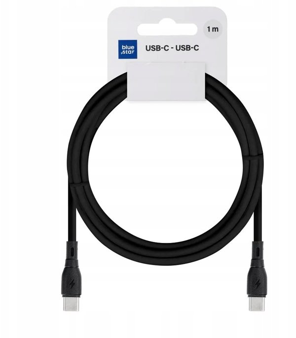Kabel USB C do USB C Blue Star 3A 60W ECO 1 m PJ73-13-3 czarny