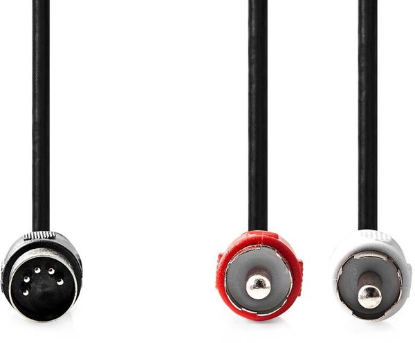 Kabel Nedis Nedis CAGL20200BK10 kabel audio 1 m DIN (5-pin) 2 x RCA Czarny