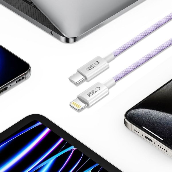 Καλώδιο USB Tech-Protect USB-C - Lightning 1 m Μωβ (5906302380930)