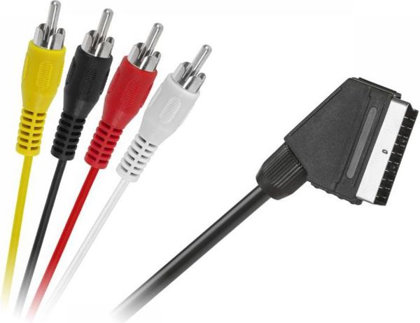 Kabel Scart - RCA (Cinch) x4 1.5m czarny (KPO2710-1,5)