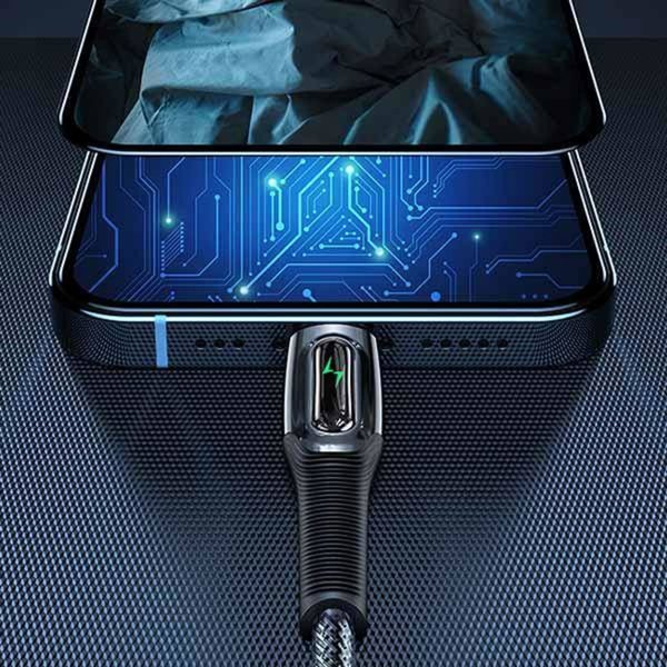 Καλώδιο Usams US-SJ518 USB-C σε Lightning 20W PD, Πλεκτό με Smart Power-off, 1.2m, Μαύρο