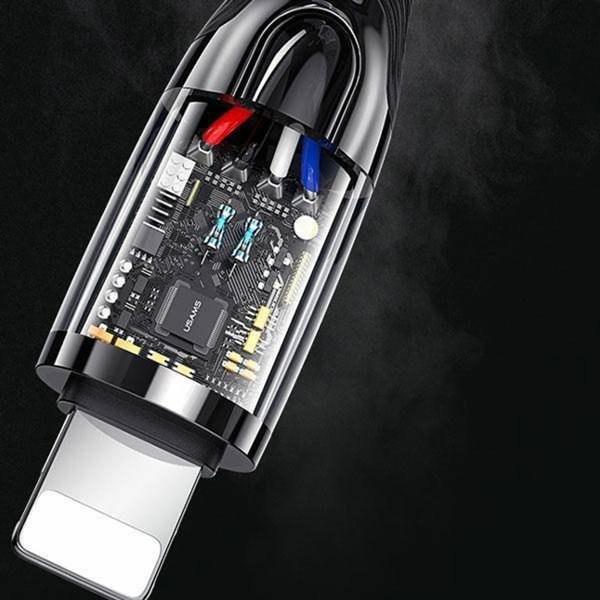 Καλώδιο Usams US-SJ518 USB-C σε Lightning 20W PD, Πλεκτό με Smart Power-off, 1.2m, Μαύρο