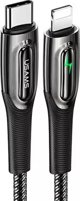 Καλώδιο Usams US-SJ518 USB-C σε Lightning 20W PD, Πλεκτό με Smart Power-off, 1.2m, Μαύρο