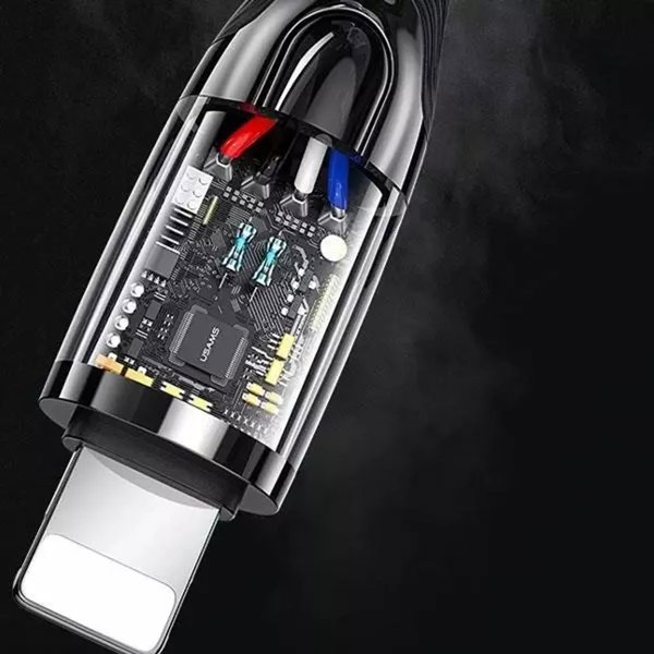 Καλώδιο Usams US-SJ518 USB-C σε Lightning 20W PD, Πλεκτό με Smart Power-off, 1.2m, Μαύρο