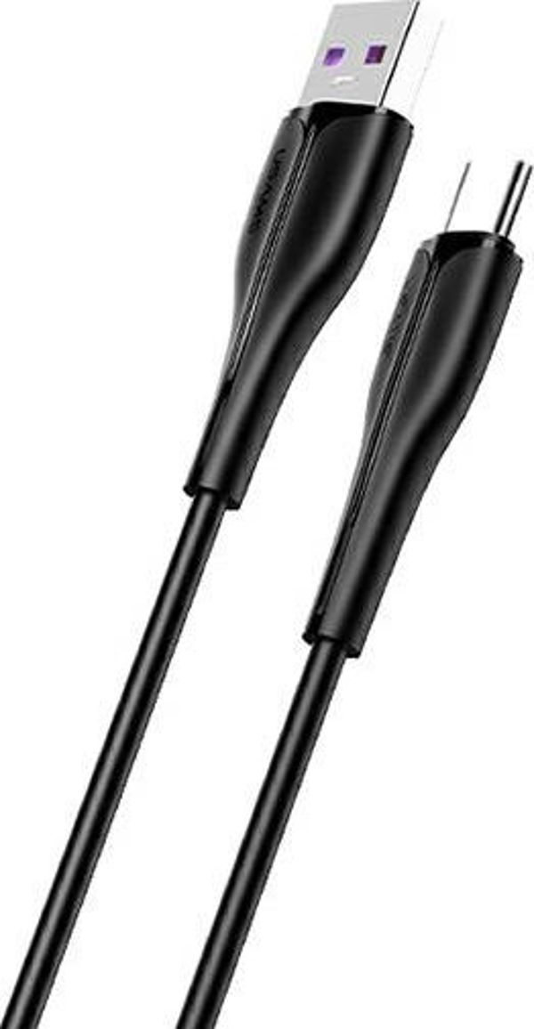 Καλώδιο Usams U38 USB-A σε USB-C 1m για Γρήγορη Φόρτιση και Μεταφορά Δεδομένων, Μαύρο