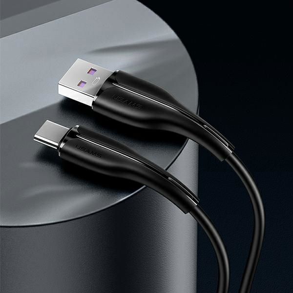 Καλώδιο Usams U38 USB-A σε USB-C 1m για Γρήγορη Φόρτιση και Μεταφορά Δεδομένων, Μαύρο