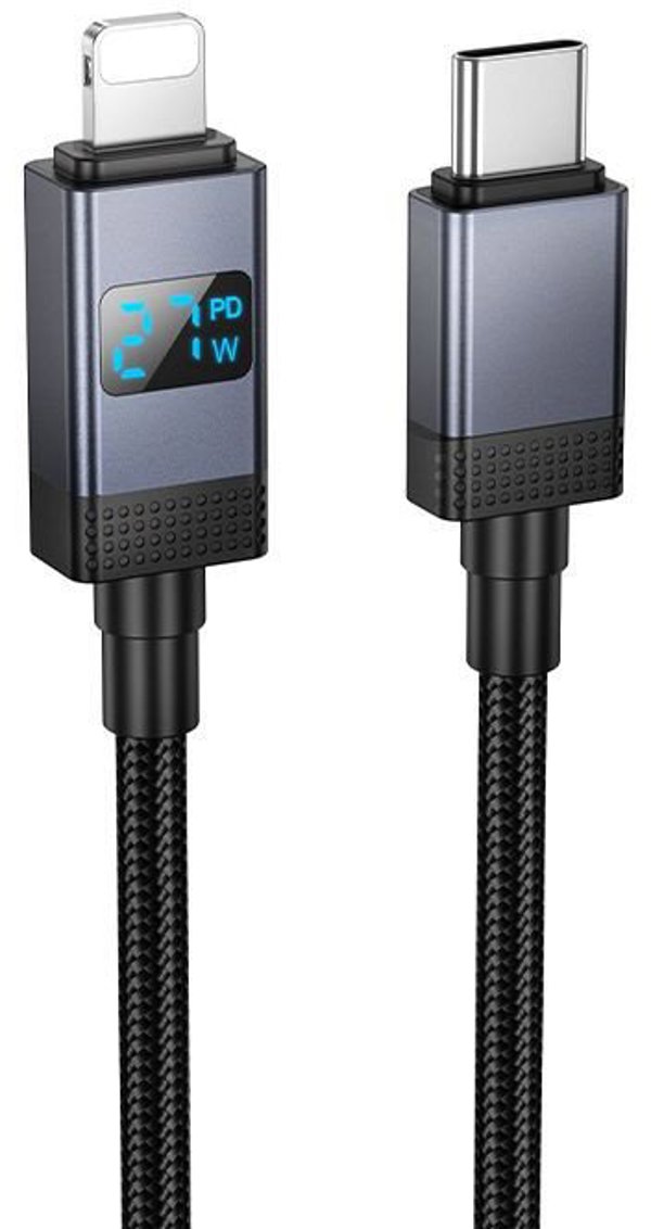 Καλώδιο USB C σε Lightning Hoco PD 27W με οθόνη 1 μέτρο X118 μαύρο