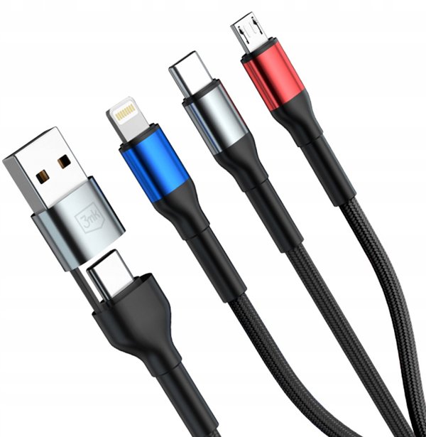 Kabel USB 3mk Hyper Cable N-SERIES 6-in-1 C/A to C/Lighting/Micro 18W 9V/2A QC 3.0 1,2m