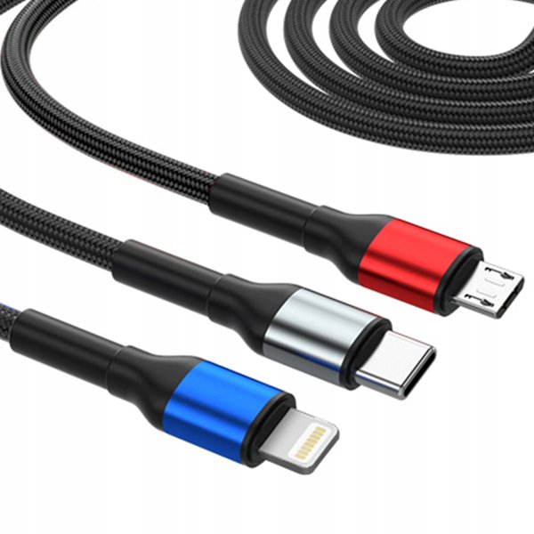 Kabel USB 3mk Hyper Cable N-SERIES 6-in-1 C/A to C/Lighting/Micro 18W 9V/2A QC 3.0 1,2m