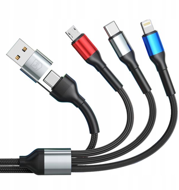 Kabel USB 3mk Hyper Cable N-SERIES 6-in-1 C/A to C/Lighting/Micro 18W 9V/2A QC 3.0 1,2m