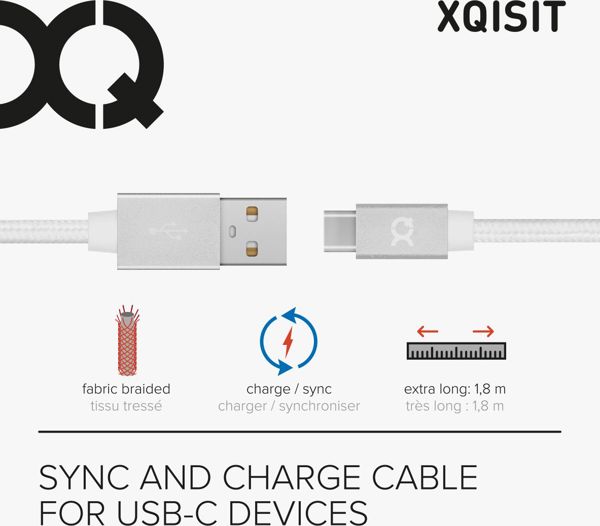 Kabel USB Xqisit USB-A - USB-C 1.8 m Bialy (112199)