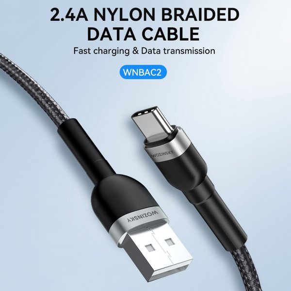Wozinsky USB-A - USB-C καλώδιο USB 2 m Μαύρο (5907769308727) 13804525 5907769308727