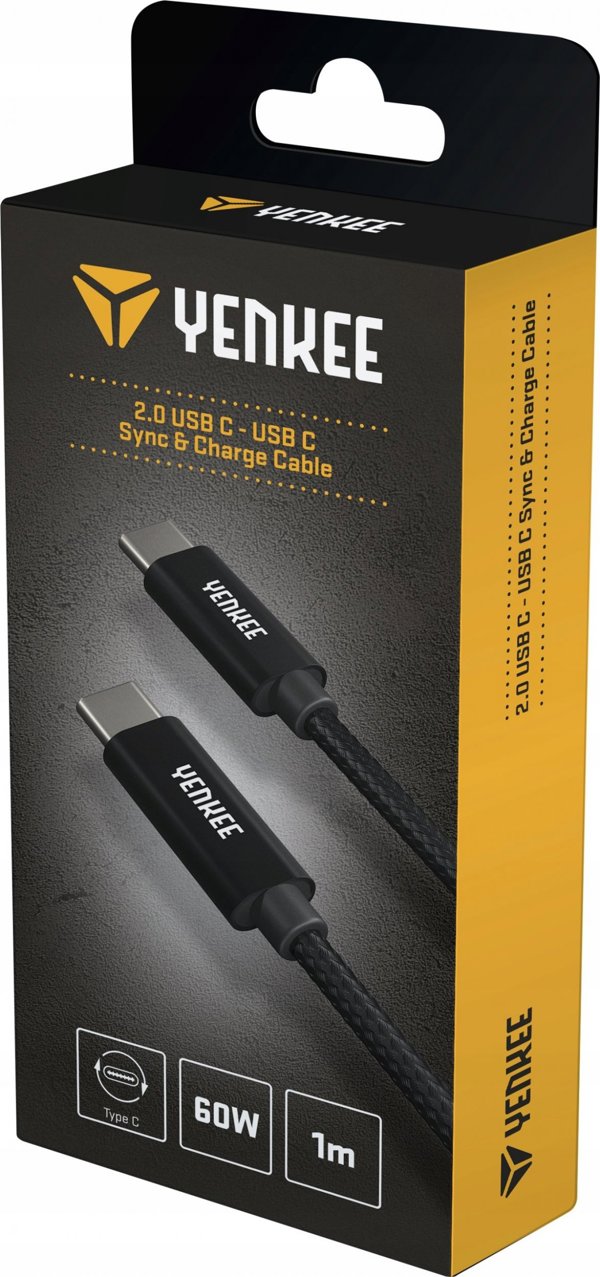 Καλώδιο USB Yenkee USB-C σε USB-C, 1m, Μαύρο