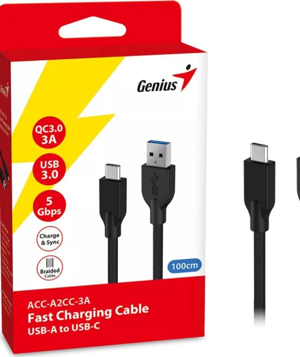 Kabel USB Genius USB-A - USB-C 1 m Czarny (32590007400)