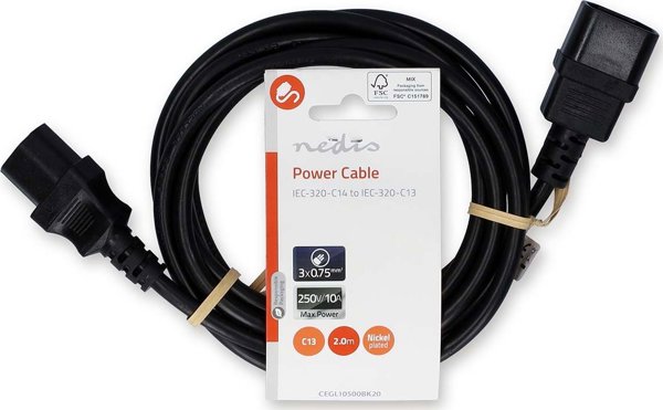 Kαλώδιο τροφοδοσίας Nedis CEGL10500BK20 2 μέτρα