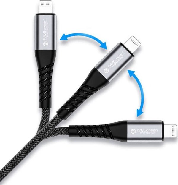 Καλώδιο NoName USB-C σε Lightning 1.2m, Αρσενικό - Αρσενικό, Γκρι