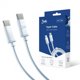 Καλώδιο 3MK USB-C σε USB-C, Υποστήριξη QC και PD, Ανθεκτική Επικάλυψη PVC, Μήκος 2m, Λευκό
