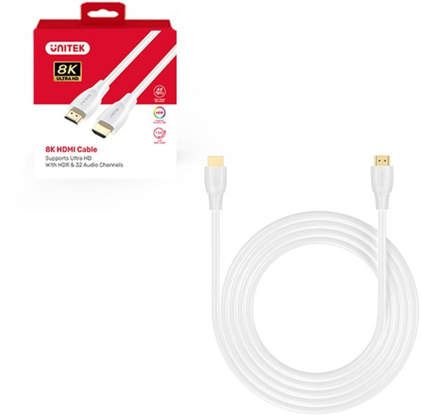 Καλώδιο HDMI 2.1 Unitek 8K HDR, 1m, Λευκό