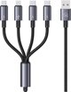 Usams Καλώδιο 4 σε 1 US-SJ739 Sufeng, 2xUSB-C/Lightning/MicroUSB, 15W, 1.2m, Αλουμίνιο