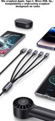Usams Καλώδιο 4 σε 1 US-SJ739 Sufeng, 2xUSB-C/Lightning/MicroUSB, 15W, 1.2m, Αλουμίνιο