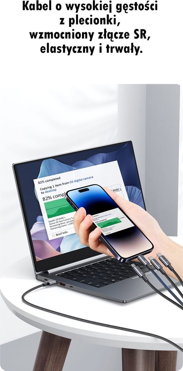 Usams Καλώδιο 4 σε 1 US-SJ739 Sufeng, 2xUSB-C/Lightning/MicroUSB, 15W, 1.2m, Αλουμίνιο