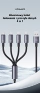Usams Καλώδιο 4 σε 1 US-SJ739 Sufeng, 2xUSB-C/Lightning/MicroUSB, 15W, 1.2m, Αλουμίνιο