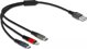 Kabel USB Delock USB-A - USB-C + microUSB + Lightning 0.3 m Czarny (87236)
