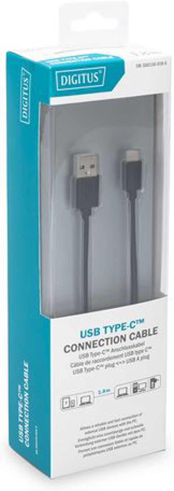 Kabel USB Digitus USB-A - 1.8 m Czarny (DB-300136-018-S)
