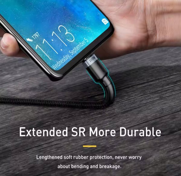 Καλώδιο Baseus Cafule 100W PD2.0 USB-C - USB-C 2m - γκρι-μαύρο