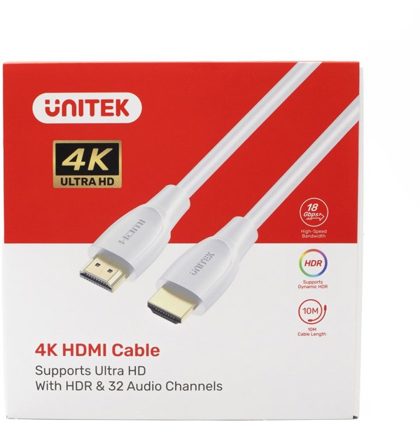 Unitek Καλώδιο HDMI 2.0 4K, 0,5m, Λευκό