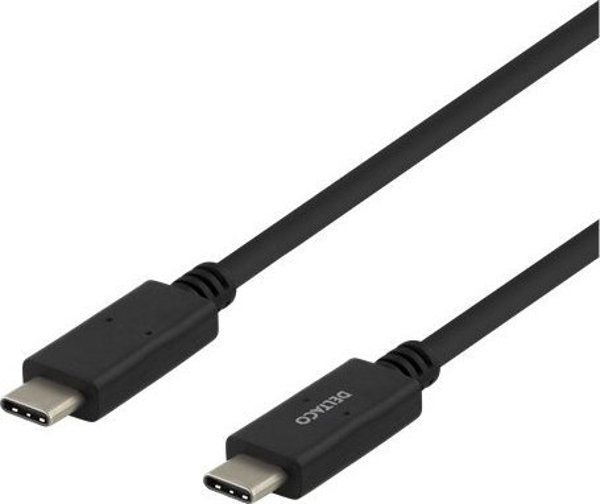 Kabel USB Deltaco USB-C - USB-C 1 m Czarny (USBC-2001M)