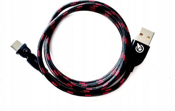 Kabel USB . YANOSIK KABEL TYP-C ROTATE CZARNY/CZERONY + LOGO