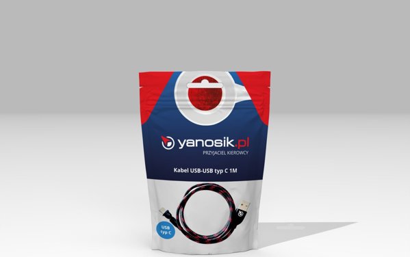 Kabel USB . YANOSIK KABEL TYP-C ROTATE CZARNY/CZERONY + LOGO