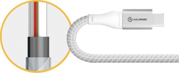 Καλώδιο USB Alogic USB-A σε USB 2.0, 3A, 480Mbps, 0.3m, Ασημί