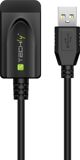 Techly Ενεργό Καλώδιο Επέκτασης USB 2.0 A-A, 5m, Μαύρο (IUSB-REP20TY)