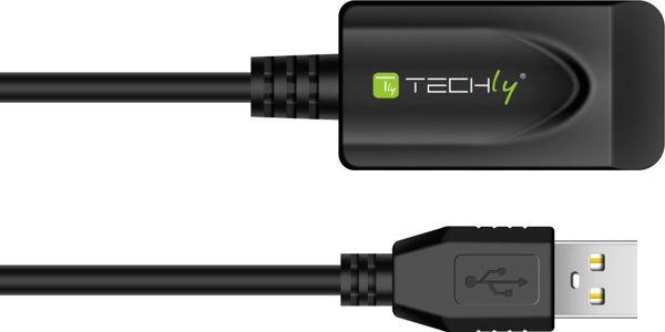 Techly Ενεργό Καλώδιο Επέκτασης USB 2.0 A-A, 5m, Μαύρο (IUSB-REP20TY)