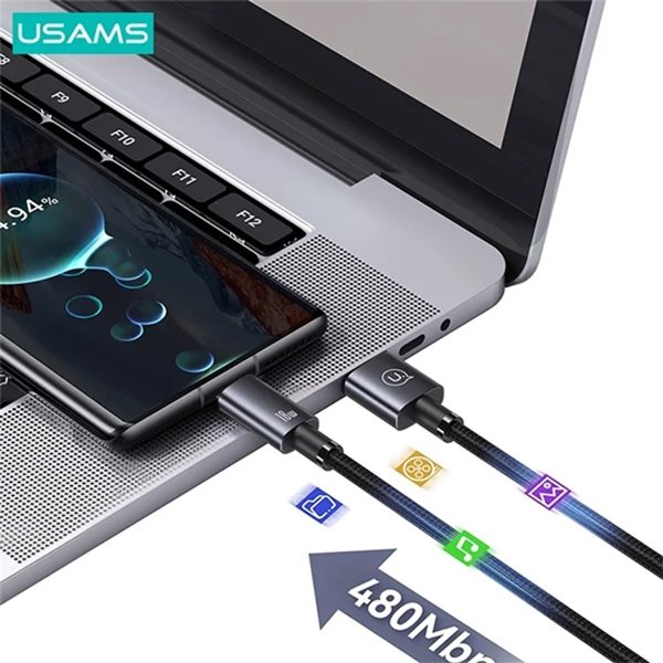 Καλώδιο USB Usams USB-A - USB-C 0.25 m Μαύρο (Usa001353)