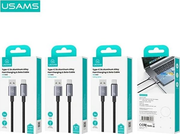 Καλώδιο USB Usams USB-A - USB-C 0.25 m Μαύρο (Usa001353)