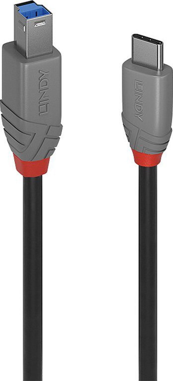 Καλώδιο USB Lindy USB-C σε USB-B Anthra Line, 3m, 5Gb/s, Μαύρο