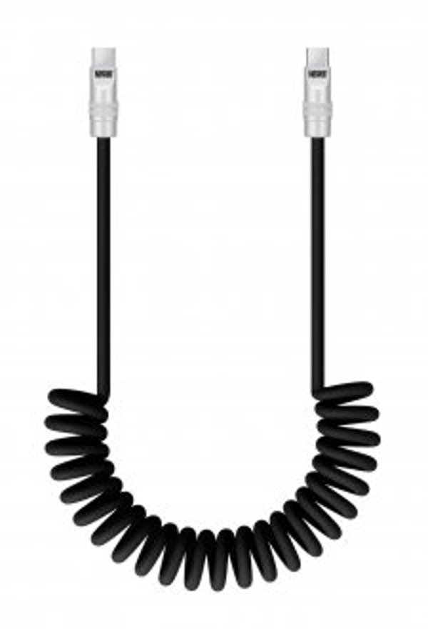 Kabel Newell USB-C - USB-C 100 W, 1,5 m, silikonowy, spiralny, czarny